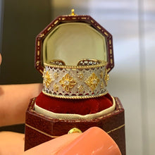 Load image into Gallery viewer, LUOWEND 18K White and Yellow Gold Real Natural Diamond Ring for Women