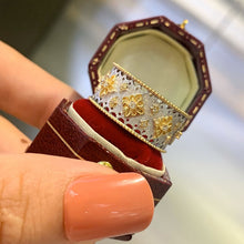 Load image into Gallery viewer, LUOWEND 18K White and Yellow Gold Real Natural Diamond Ring for Women
