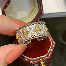 Load image into Gallery viewer, LUOWEND 18K White and Yellow Gold Real Natural Diamond Ring for Women