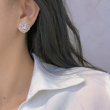 Load image into Gallery viewer, LUOWEND 18K White Gold Real Natural Diamond Stud Earrings for Women