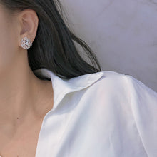 Load image into Gallery viewer, LUOWEND 18K White Gold Real Natural Diamond Stud Earrings for Women