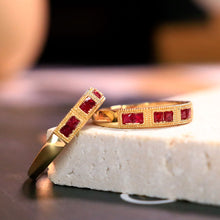 Load image into Gallery viewer, LUOWEND 18K Yellow Gold Natural Ruby Ring for Women