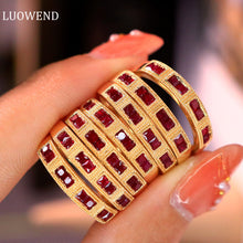 Load image into Gallery viewer, LUOWEND 18K Yellow Gold Natural Ruby Ring for Women