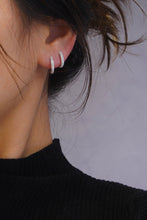Load image into Gallery viewer, LUOWEND 18K White Gold Real Natural Diamond Hoop Earrings for Women