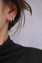 Load image into Gallery viewer, LUOWEND 18K White Gold Real Natural Diamond Hoop Earrings for Women