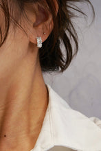 Load image into Gallery viewer, LUOWEND 18K White Gold Real Natural Diamond Hoop Earrings for Women