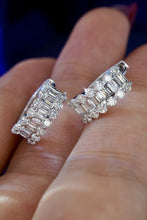 Load image into Gallery viewer, LUOWEND 18K White Gold Real Natural Diamond Hoop Earrings for Women