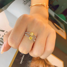 Load image into Gallery viewer, LUOWEND 18K White Gold Real Natural Yellow Diamond Ring for Women