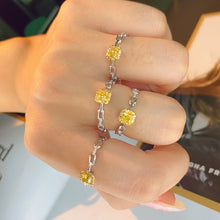 Load image into Gallery viewer, LUOWEND 18K White Gold Real Natural Yellow Diamond Ring for Women