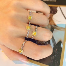 Load image into Gallery viewer, LUOWEND 18K White Gold Real Natural Yellow Diamond Ring for Women