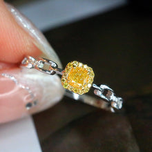 Load image into Gallery viewer, LUOWEND 18K White Gold Real Natural Yellow Diamond Ring for Women