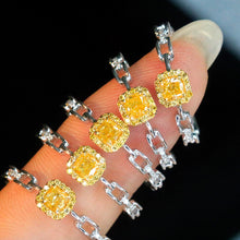 Load image into Gallery viewer, LUOWEND 18K White Gold Real Natural Yellow Diamond Ring for Women