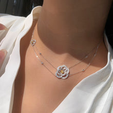 Load image into Gallery viewer, LUOWEND 18K White Gold Real Natural Diamond Necklace for Women