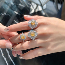 Load image into Gallery viewer, LUOWEND 18K White Gold Real Natural Yellow Diamond Ring for Women