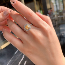 Load image into Gallery viewer, LUOWEND 18K White Gold Real Natural Yellow Diamond Ring for Women