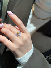 Load image into Gallery viewer, LUOWEND 18K White Gold Real Natural Yellow Diamond Ring for Women