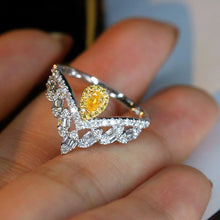Load image into Gallery viewer, LUOWEND 18K White Gold Real Natural Yellow Diamond Ring for Women