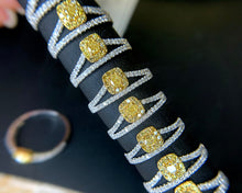 Load image into Gallery viewer, LUOWEND 18K White Gold Real Natural Yellow Diamond Ring for Women