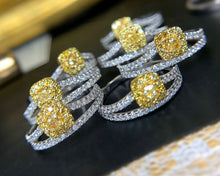 Load image into Gallery viewer, LUOWEND 18K White Gold Real Natural Yellow Diamond Ring for Women
