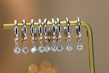 Load image into Gallery viewer, LUOWEND 18K White Gold Real Natural Diamond Hoop Earrings for Women