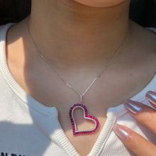 Load image into Gallery viewer, LUOWEND 18K White Gold Real Natural Diamond and Ruby Gemstone Necklace for Women