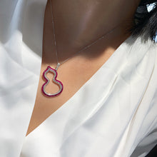 Load image into Gallery viewer, LUOWEND 18K White Gold Real Natural Diamond and Ruby Gemstone Necklace for Women