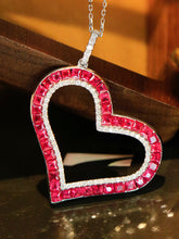 Load image into Gallery viewer, LUOWEND 18K White Gold Real Natural Diamond and Ruby Gemstone Necklace for Women