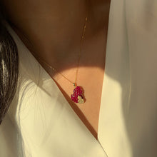 Load image into Gallery viewer, LUOWEND 18K Yellow Gold Real Natural Ruby and Diamond Gemstone Necklace for Women