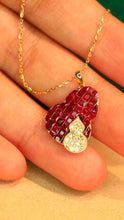 Load image into Gallery viewer, LUOWEND 18K Yellow Gold Real Natural Ruby and Diamond Gemstone Necklace for Women