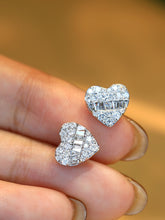 Load image into Gallery viewer, LUOWEND 18K White Gold Real Natural Diamond Stud Earrings for Women