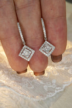 Load image into Gallery viewer, LUOWEND 18K White Gold Real Natural Diamond Drop Earrings for Women