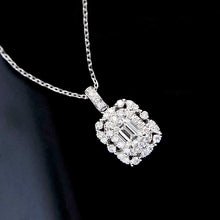 Load image into Gallery viewer, LUOWEND 18K White Gold Real Natural Diamond Pendant Necklace for Women