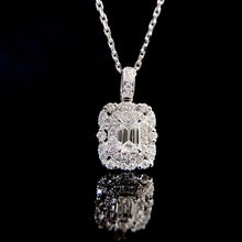 Load image into Gallery viewer, LUOWEND 18K White Gold Real Natural Diamond Pendant Necklace for Women