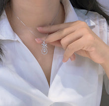 Load image into Gallery viewer, LUOWEND 18K White Gold Real Natural Diamond Pendant Necklace for Women