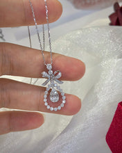 Load image into Gallery viewer, LUOWEND 18K White Gold Real Natural Diamond Pendant Necklace for Women