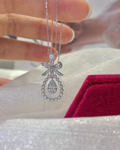 Load image into Gallery viewer, LUOWEND 18K White Gold Real Natural Diamond Pendant Necklace for Women