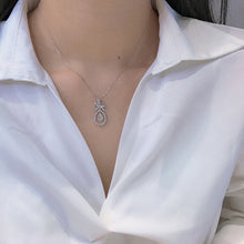Load image into Gallery viewer, LUOWEND 18K White Gold Real Natural Diamond Pendant Necklace for Women