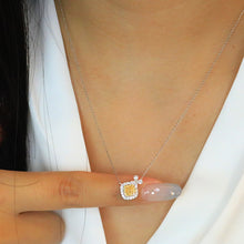 Load image into Gallery viewer, LUOWEND 18K White Gold Real Natural Yellow Diamond Pendant Necklace for Women