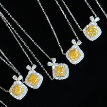Load image into Gallery viewer, LUOWEND 18K White Gold Real Natural Yellow Diamond Pendant Necklace for Women