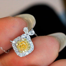 Load image into Gallery viewer, LUOWEND 18K White Gold Real Natural Yellow Diamond Pendant Necklace for Women