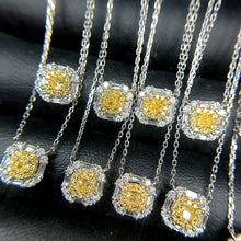 Load image into Gallery viewer, LUOWEND 18K White Gold Real Natural Yellow Diamond Pendant Necklace for Women