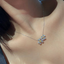 Load image into Gallery viewer, LUOWEND 18K White Gold Real Natural Yellow Diamond Pendant Necklace for Women