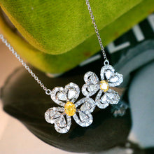 Load image into Gallery viewer, LUOWEND 18K White Gold Real Natural Yellow Diamond Pendant Necklace for Women
