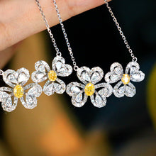 Load image into Gallery viewer, LUOWEND 18K White Gold Real Natural Yellow Diamond Pendant Necklace for Women