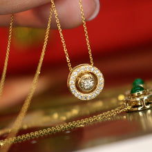 Load image into Gallery viewer, LUOWEND 18K Yellow Gold Real Natural Diamond and Emerald Gemstone Necklace for Women