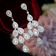 Load image into Gallery viewer, LUOWEND 18K White Gold Real Natural Diamond Drop Earrings for Women