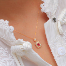Load image into Gallery viewer, LUOWEND 18K Yellow Gold Real Natural Ruby Gemstone Necklace for Women