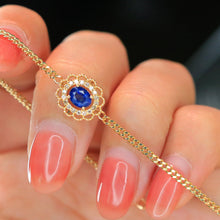 Load image into Gallery viewer, LUOWEND 18K Yellow Gold Real Natural Sapphire and Diamond Gemstone Bracelet for Women