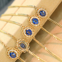 Load image into Gallery viewer, LUOWEND 18K Yellow Gold Real Natural Sapphire and Diamond Gemstone Bracelet for Women