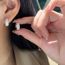 Load image into Gallery viewer, LUOWEND 18K White Gold Real Natural Diamond Hoop Earrings for Women